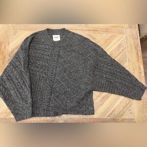 Abercrombie & Fitch Cable Crew Dolman Sweater Gray L/XL